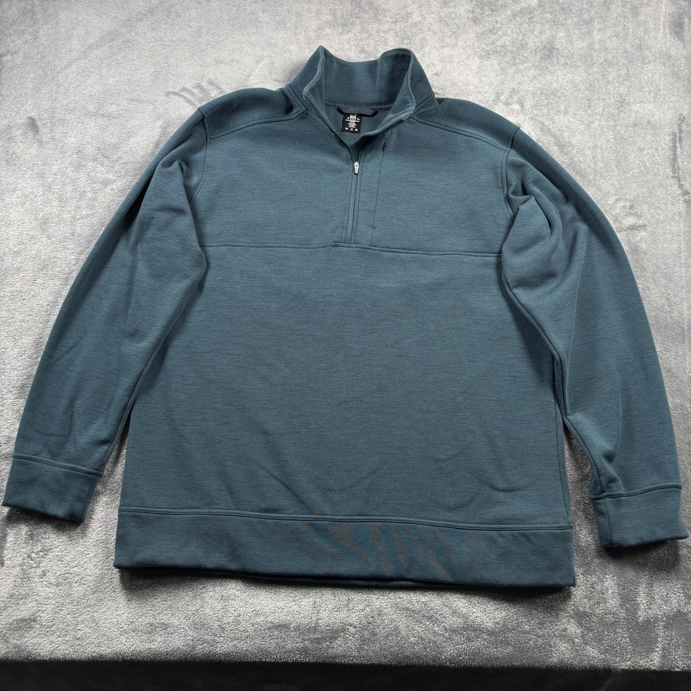 Woolx Sweatshirt Mens 2XL Blue Merino Wool Mason 1/4 Zip Zip Pocket Outdoor